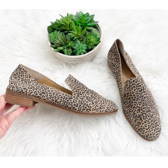 Lucky Brand Boho Cahill Leather Animal Print Loafers Size 9 1/2 - Picture 1 of 10